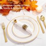 WELLIFE 350-Piece Gold Disposable Dinnerware Set