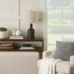 Matte Black Ceramic Table Lamp with Oatmeal Shade