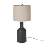 Matte Black Ceramic Table Lamp with Oatmeal Shade