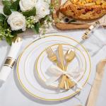 WELLIFE 350-Piece Gold Disposable Dinnerware Set
