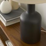Matte Black Ceramic Table Lamp with Oatmeal Shade