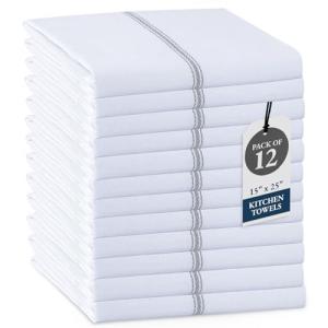 12 Pack Grey Stripe Cotton Kitchen Hand Towels