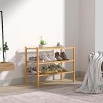 ROMGUAR CRAFT 3 Tier Bamboo Shoe Rack for Closet Free Standing Wood Shoe Shelf Storage Organizer for Entryway Small Space Stackable 27"x11"x20" (Natural)