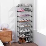 Jucaifu Stackable Small Shoe Rack, Entryway, Hallway and Closet Space Saving Storage and Organization (3-Tier, Black)