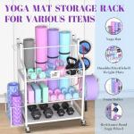 Yoga Mat and Home Gym Storage Rack with Wheels