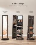 Swivel Jewelry Cabinet with Mirror and Storage