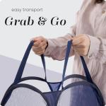 Handy Laundry Collapsible Mesh Foldable Hamper 14" x 14' x 24" Navy Blue