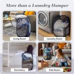 Handy Laundry Collapsible Mesh Foldable Hamper 14" x 14' x 24" Navy Blue