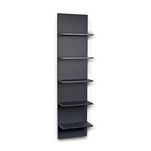 Danya B. Narrow Decorative Wall Mount Vertical Shelving Unit – Modern Column with 5 Shelves Home or Office for Books, Décor Display (Black)