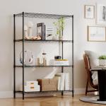 BestOffice | 4-Tier Wire Storage Shelves | 36x14x54 | Black | with Adjustable Racks | Heavy-Duty Metal Shelf, Holds Upto 1000 lbs | No-Tool Assembly | Ideal for Home & Garage Shelving