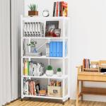 Lifetime Home 5-Tier Foldable Storage Shelf with Wheels - Metal Rack Collapsible Shelving Unit Display, Rolling Cart for Books Kitchen Storage Shelves, Pantry & Closet Organizer, Office Room Decor