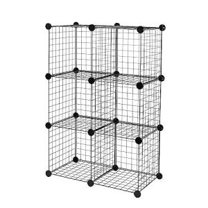 Stackable Black Cube Wire Grid Storage Shelves