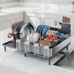 Expandable Stainless Steel Dish Drying Rack - Gray