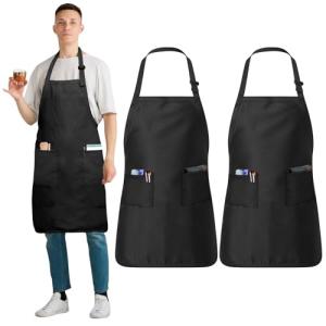 Adjustable Cotton Chef Aprons with Bandanas, 2 Pack