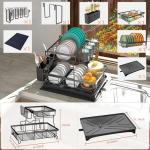 2-Tier Dish Drying Rack with Auto-Drain Mat