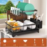 2-Tier Dish Drying Rack with Auto-Drain Mat