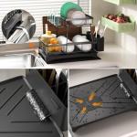 2-Tier Dish Drying Rack with Auto-Drain Mat
