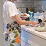 Red Flower Kitchen Apron with Big Pocket