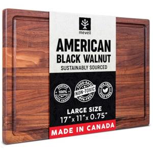 Reversible Walnut Wood Cutting Board with Juice Grooves