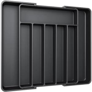 Expandable Silverware Organizer for Kitchen Drawers, Black