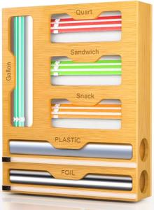 KOCWELL 6-in-1 Bamboo Bag and Wrap Organizer