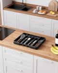 Kitsure Adjustable Cutlery Drawer Organizer - Black