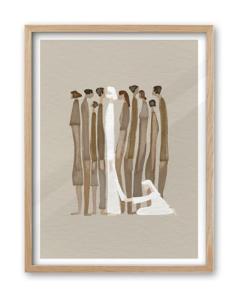 iHery Natural OAK Wood Framed Wall Art, 12x16 in Woman Touches Jesus God Healing Christian Bible Canvas Art, Modern Bible Sketch Watercolor Scripture Decor, Beige Logs Set of 1 for Living Room Bedroom