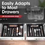 Expandable Silverware Organizer for Kitchen Drawers, Black