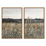 Vintage Meadow Landscape Canvas Art Set of 2