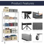 Lifetime Home 5-Tier Foldable Storage Shelf with Wheels - Metal Rack Collapsible Shelving Unit Display, Rolling Cart for Books Kitchen Storage Shelves, Pantry & Closet Organizer, Office Room Decor