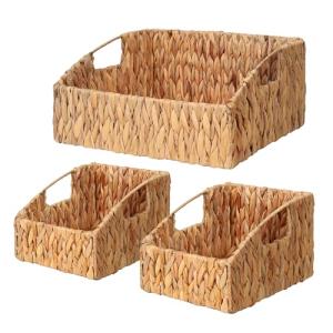 Natural Water Hyacinth Storage Baskets Set of 3