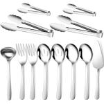 12-Piece Serving Set with Spoons, Forks, and Tongs