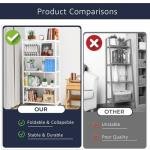 Lifetime Home 5-Tier Foldable Storage Shelf with Wheels - Metal Rack Collapsible Shelving Unit Display, Rolling Cart for Books Kitchen Storage Shelves, Pantry & Closet Organizer, Office Room Decor