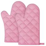 Pink Heat-Resistant Oven Mitts - Non-Slip Pair