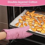 Pink Heat-Resistant Oven Mitts - Non-Slip Pair