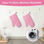Pink Heat-Resistant Oven Mitts - Non-Slip Pair