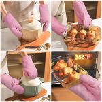 Pink Heat-Resistant Oven Mitts - Non-Slip Pair