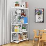 Lifetime Home 5-Tier Foldable Storage Shelf with Wheels - Metal Rack Collapsible Shelving Unit Display, Rolling Cart for Books Kitchen Storage Shelves, Pantry & Closet Organizer, Office Room Decor
