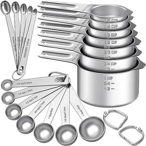 Stainless Steel Measuring Cups and Spoons Set
