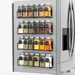 VITEVER Magnetic Spice Rack with Square Glass Jars