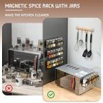 VITEVER Magnetic Spice Rack with Square Glass Jars