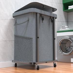 Large Rolling Laundry Basket with Metal Frame