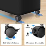 Black Rolling Laundry Hamper with Bamboo Frame