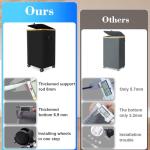 Black Rolling Laundry Hamper with Bamboo Frame