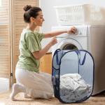 Breathable Pop-Up Laundry Basket with Mesh Pocket