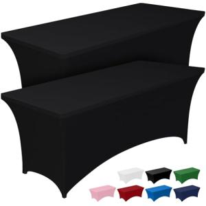 Black Spandex Tablecloth 6ft - 2 Pack