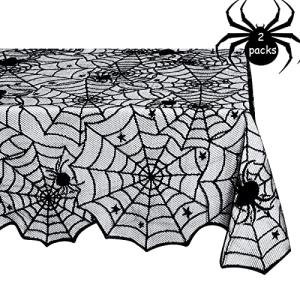 Black Lace Halloween Tablecloths, 2-Pack 54x72 Inches