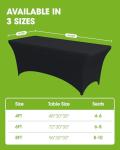 Black Spandex Tablecloth 6ft - 2 Pack