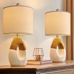 Boho Rattan Table Lamps Set for Home