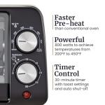 Compact 4-Slice Toaster Oven with Timer and Crumb Tray
